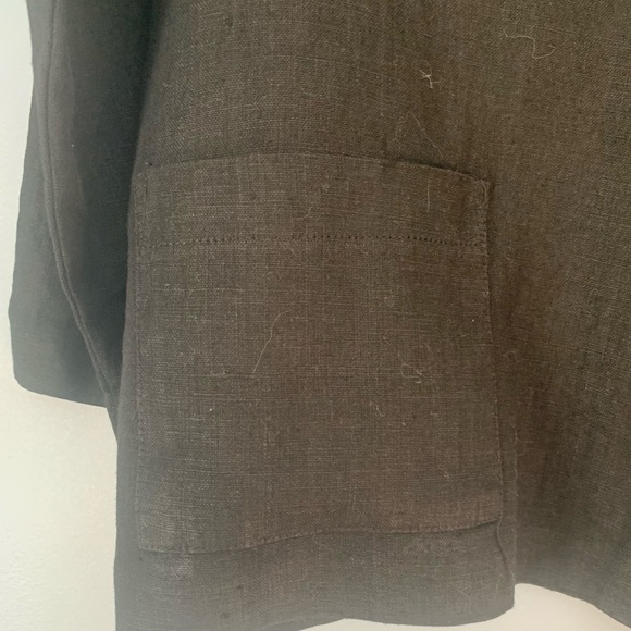 PA Company Boston 100% Linen Shacket Blouse Jacket Size L Black Like New Vintage - Picture 4 of 10